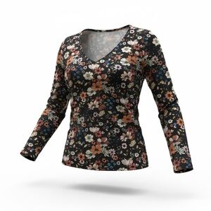 NWT SUNBS Graphic Shirts for Women V Neck Blouses Casual Soft Women Long Sleeve